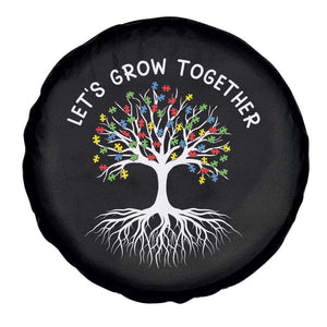 Autism Awareness Spare Tire Cover Let's Grow Together Puzzle Flowers TS09 Print Your Wear