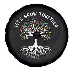 Autism Awareness Spare Tire Cover Let's Grow Together Puzzle Flowers TS09 Print Your Wear