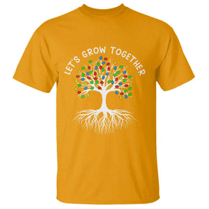 Autism Awareness T Shirt Let's Grow Together Puzzle Flowers TS09 Gold Printyourwear