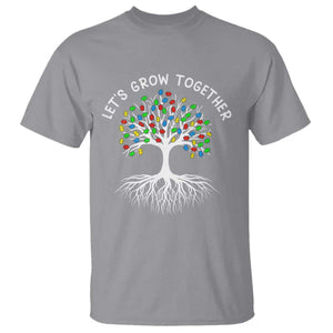 Autism Awareness T Shirt Let's Grow Together Puzzle Flowers TS09 Sport Gray Printyourwear