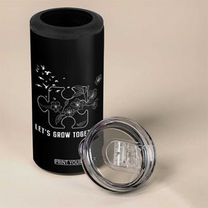 Autism Awareness 4 in 1 Can Cooler Tumbler Let's Grow Together Puzzle Tree TS09 Print Your Wear