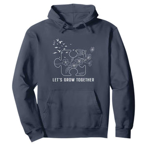 Autism Awareness Hoodie Let's Grow Together Puzzle Tree TS09 Navy Printyourwear