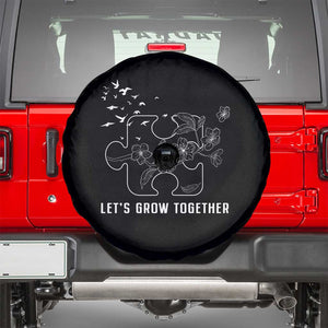 Autism Awareness Spare Tire Cover Let's Grow Together Puzzle Tree TS09 Black Print Your Wear