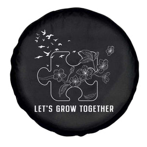 Autism Awareness Spare Tire Cover Let's Grow Together Puzzle Tree TS09 Print Your Wear