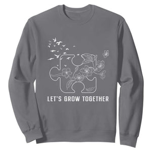 Autism Awareness Sweatshirt Let's Grow Together Puzzle Tree TS09 Charcoal Printyourwear