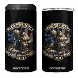 Veteran 4 in 1 Can Cooler Tumbler Never Forget Our Fallen Heroes Memorial Day TS09 One Size: 16 oz Black Print Your Wear