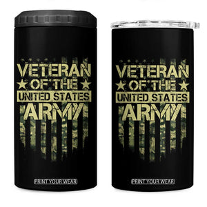 Veteran Of The United States Army 4 in 1 Can Cooler Tumbler TS09 One Size: 16 oz Black Print Your Wear