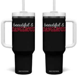 Beautiful Dangerous Strong Women Female Military Tumbler With Handle TS09 One Size: 40 oz Black Print Your Wear
