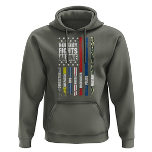 Nobody Fights Alone America Flag First Responder Hoodie TS09 Military Green Print Your Wear