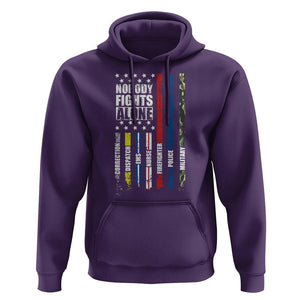Nobody Fights Alone America Flag First Responder Hoodie TS09 Purple Print Your Wear