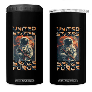 Funny US Space Force Army Astronaut 4 in 1 Can Cooler Tumbler TS09 One Size: 16 oz Black Print Your Wear