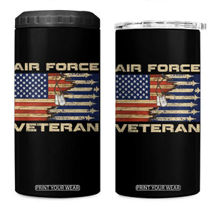 Air Force Veteran 4 in 1 Can Cooler Tumbler American Flag Dog Tag TS09 One Size: 16 oz Black Print Your Wear