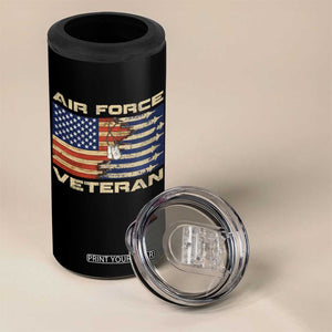 Air Force Veteran 4 in 1 Can Cooler Tumbler American Flag Dog Tag TS09 Print Your Wear