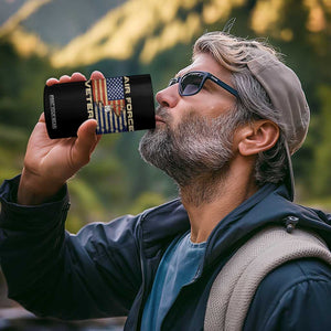 Air Force Veteran 4 in 1 Can Cooler Tumbler American Flag Dog Tag TS09 Print Your Wear