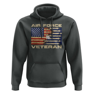 Air Force Veteran Hoodie American Flag Dog Tag TS09 Dark Heather Print Your Wear