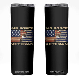 Air Force Veteran Skinny Tumbler American Flag Dog Tag TS09 Black Print Your Wear