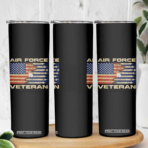 Air Force Veteran Skinny Tumbler American Flag Dog Tag TS09 Print Your Wear