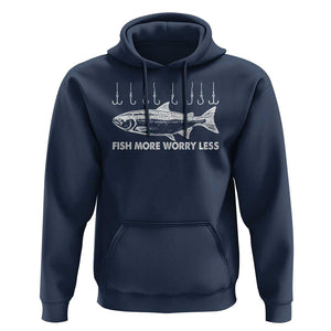 Funny Fishing Hoodie Fish More Worry Less TS09 Navy Print Your Wear