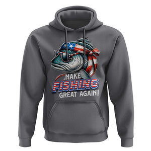 Funny Fishing Hoodie Make Fishing Great Again Cool Fish America Flag TS09 Charcoal Print Your Wear