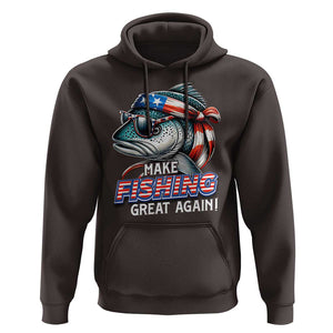 Funny Fishing Hoodie Make Fishing Great Again Cool Fish America Flag TS09 Dark Chocolate Print Your Wear