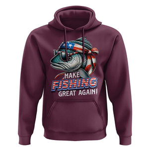 Funny Fishing Hoodie Make Fishing Great Again Cool Fish America Flag TS09 Maroon Print Your Wear