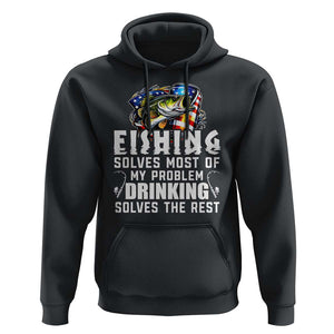 Funny Fishing Drinking Hoodie Fishing Solves Most Of My Problems Drinking Solves The Rest TS09 Black Print Your Wear