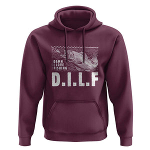 Funny Fisherman Hoodie DILF Damn I Love Fishing TS09 Maroon Print Your Wear