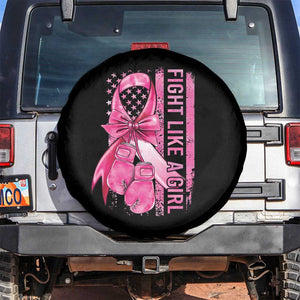Breast Cancer Spare Tire Cover Fight Like A Girl Pink American Flag TS09 No hole Black Print Your Wear
