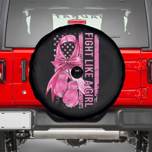 Breast Cancer Spare Tire Cover Fight Like A Girl Pink American Flag TS09 Black Print Your Wear
