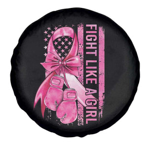 Breast Cancer Spare Tire Cover Fight Like A Girl Pink American Flag TS09 Print Your Wear