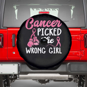 Breast Cancer Spare Tire Cover Cancer Picked The Wrong Girl TS09 Black Print Your Wear