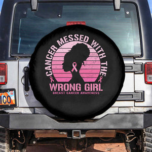 Breast Cancer Spare Tire Cover Cancer Messed With The Wrong Girl TS09 No hole Black Print Your Wear