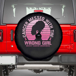 Breast Cancer Spare Tire Cover Cancer Messed With The Wrong Girl TS09 Black Print Your Wear
