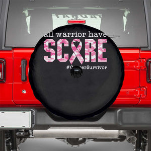 Breast Cancer Spare Tire Cover All Warriors Have Scars Millitary Camouflage TS09 Black Print Your Wear