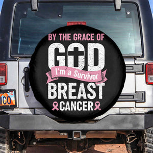 Breast Cancer Spare Tire Cover By The Grace Of God I'm A Survivor TS09 No hole Black Print Your Wear