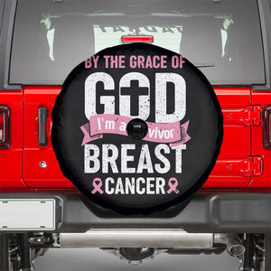 Breast Cancer Spare Tire Cover By The Grace Of God I'm A Survivor TS09 Black Print Your Wear