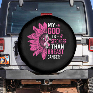 My God Is Stronger Than Breast Cancer Spare Tire Cover Christian Sunflower American Flag TS09 No hole Black Print Your Wear