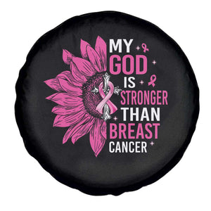 My God Is Stronger Than Breast Cancer Spare Tire Cover Christian Sunflower American Flag TS09 Print Your Wear