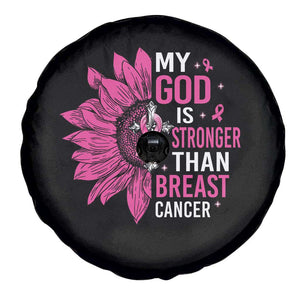 My God Is Stronger Than Breast Cancer Spare Tire Cover Christian Sunflower American Flag TS09 Print Your Wear