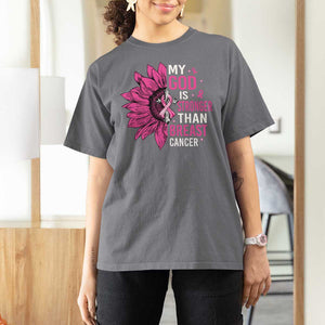 My God Is Stronger Than Breast Cancer T Shirt For Women Christian Sunflower American Flag TS09 Charcoal Print Your Wear