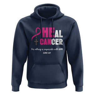 Male Breast Cancer Hoodie He Can Heal Cancer Christian TS09 Navy Print Your Wear