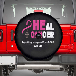 Male Breast Cancer Spare Tire Cover He Can Heal Cancer Christian TS09 Black Print Your Wear