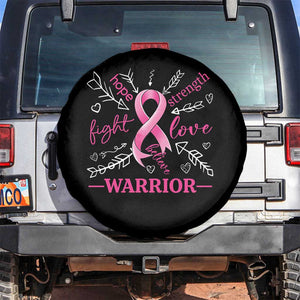 Breast Cancer Warrior Spare Tire Cover Love Fight Strength Hope Arrow Pink Ribbon TS09 No hole Black Print Your Wear