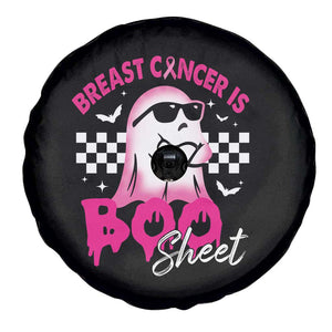Halloween Breast Cancer Is Boo Sheet Spare Tire Cover Groovy Cute Pink Ghost TS09 Print Your Wear