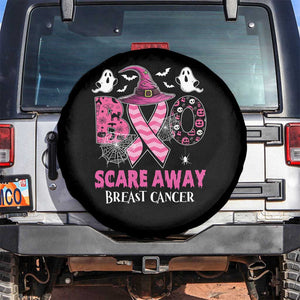 Pink Breast Cancer Halloween Spare Tire Cover Boo Scare Away Pink Ribbon Witch TS09 No hole Black Print Your Wear