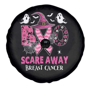 Pink Breast Cancer Halloween Spare Tire Cover Boo Scare Away Pink Ribbon Witch TS09 Print Your Wear