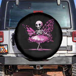 Pink Breast Cancer Spare Tire Cover Cute Ballerina Skeleton Ribbon Buterfly TS09 No hole Black Print Your Wear