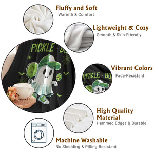 Halloween Pickleball Throw Blanket Pickle Boo Cute Ghost TS09 Print Your Wear