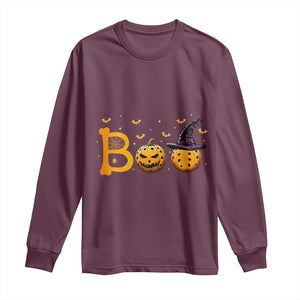 Halloween Pickleball Long Sleeve Shirt Boo Pickle Ball Witch Pumpkin TS09 Maroon Print Your Wear