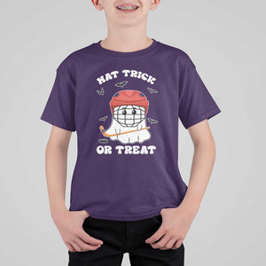 Halloween Hockey T Shirt For Kid Hat Trick Or Treat Ghost Player TS09 Purple Print Your Wear